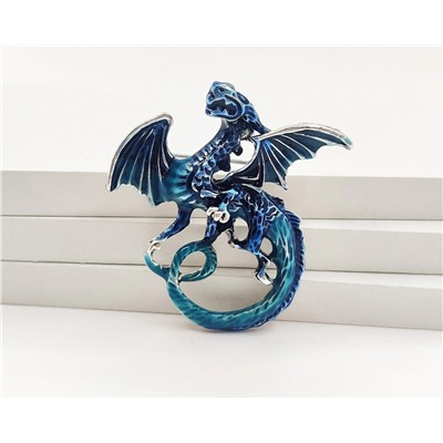 Брошь Синий Водный Дракон