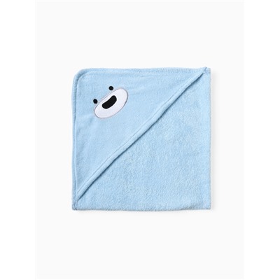 Махровое полотенце с уголком «Крошка Я. Мишка», 75×75 см, хлопок 100%, голубое