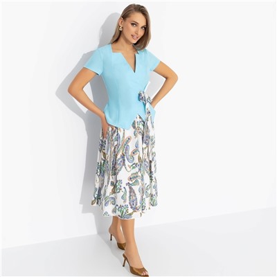 Костюм с юбкой комбинированный, Актуально сегодня (2 в 1, голубой)