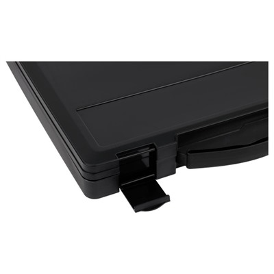 Портфель пластиковый 350х270х45 мм черный, с выдвижной ручкой и защелками ПФ21 Стамм