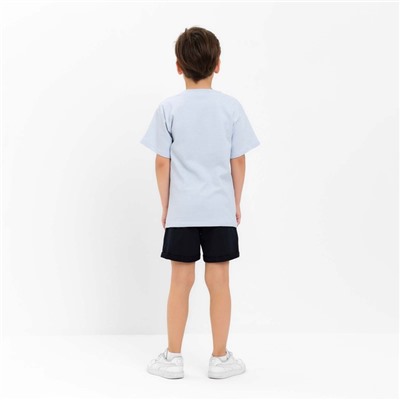 Футболка детская в полоску KAFTAN Basic line, размер 34 (122-128 см), голубой/белый