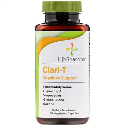 LifeSeasons, Clari-T, поддержка когнитивных функций, 60 вегетарианских капсул