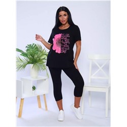 Костюм женский с бриджами КЖ009 (Фуксия/черный)