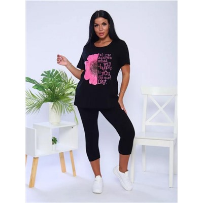 Костюм женский с бриджами КЖ009 (Фуксия/черный)