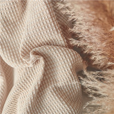 Плед с бахромой «Этель» Waffle, 130×180 см, бежевый