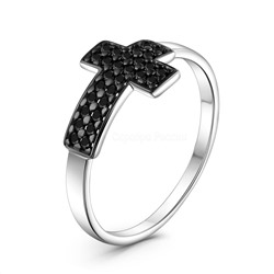 Кольцо из серебра с натуральной шпинелью родированное - Крест 925 пробы К-7632рч416