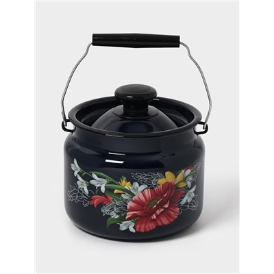 Бидон эмалированный «Апрель», 2 л, с ручкой и крышкой, чёрный