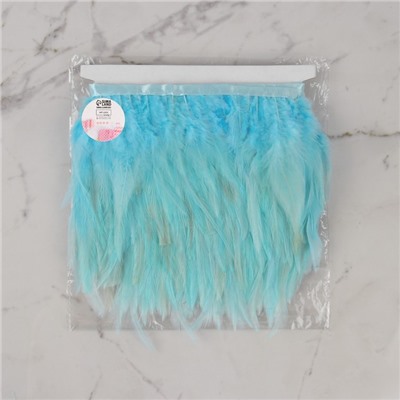 Перья петуха декоративные, на ленте, 10-15 см, 5±0.5 м, голубые