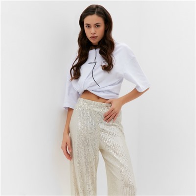 Брюки из пайеток женские MIST Celebration, размер 42, серебряные