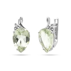 Серьги из серебра зеленый аметист, Ягода