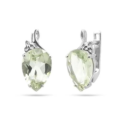 Серьги из серебра зеленый аметист, Ягода