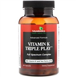 FutureBiotics, Triple Play, витамин К, 60 капсул