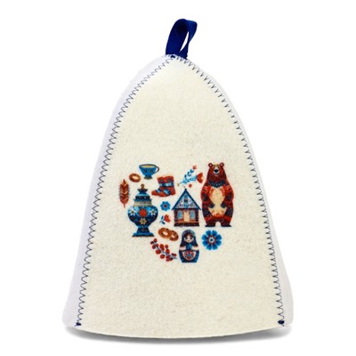 Шапка для бани и сауны «Русские традиции», полиэфир, шерсть, белая