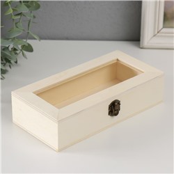 Шкатулка для росписи дерево со стеклом «Прямоугольная», для творчества, декора, замок пряжка, 18.5×9×4.5 см