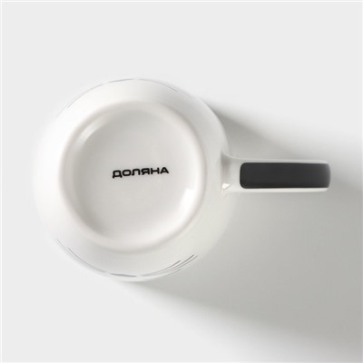 Кружка Доляна «Белый кот», 350 мл, фарфор, белая