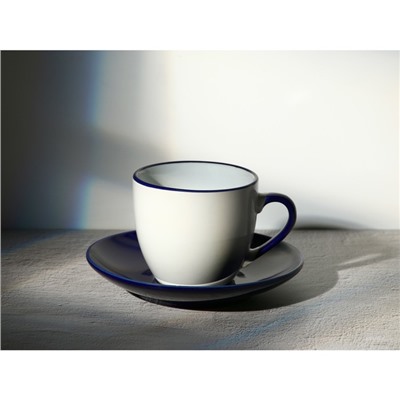 Чайная пара керамическая «Синие цветы», 250 мл