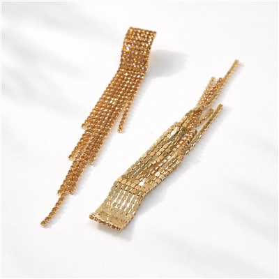 Серьги длинные висячие со стразами "Вечерние", цвет: шампань, арт.012.012