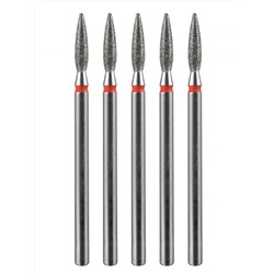 MANITA Фреза алмазная пламя острое удлиненное для аппаратного маникюра 856.104.243.100.023 ФАП-2.3-10М, красная насечка, ø 2,3 мм, 5 шт. 28343