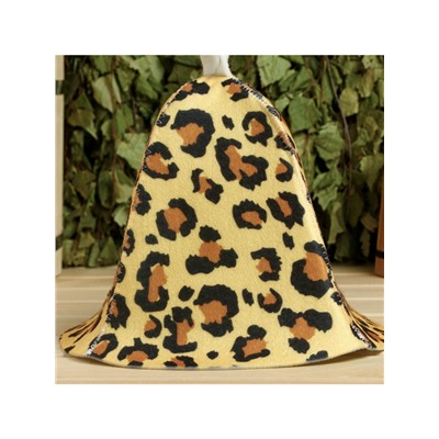 Шапка для бани и сауны, с принтом «Леопардовая», полиэфир 70%, шерсть 30%, «Добропаровъ»