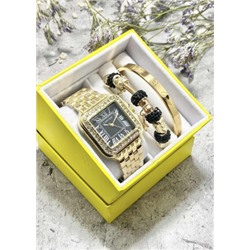 Подарочный набор для женщин часы, 2 браслета + коробка #22853239