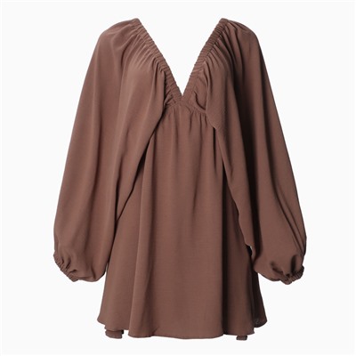 Платье мини женское MIST с глубоким вырезом, размер 48, коричневое