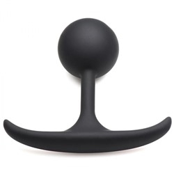 Черная анальная пробка с утяжелением Premium Silicone 3.9  Weighted Round Plug - 9,9 см.