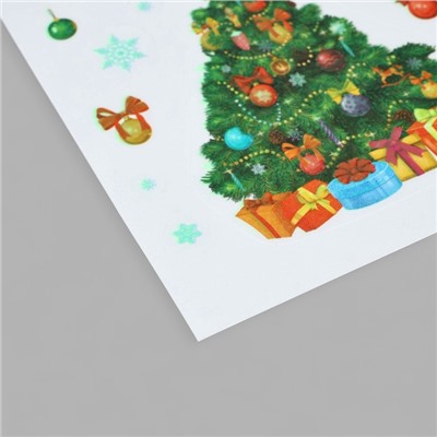 Наклейка интерьерная новогодняя со светящимся слоем «Ёлочка», 10.5×14.5 см