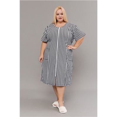 Халат домашний на молнии больших размеров Х-01 гусиная лапка