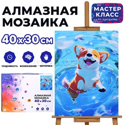 Мозаика алмазная "Плавающий корги" 30*40см.