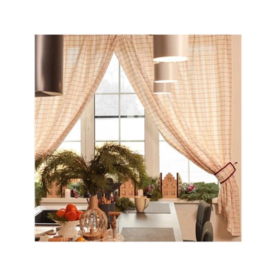 Шторы для кухни с подхватами «Этель» Bright cage, 150×180 см, комплект - 2 шт., 100% хлопок