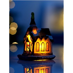 Светодиодная фигура «Дом с башней» 4.5×9×6 см, керамика, от батареек AG13×3, свечение тёплое белое