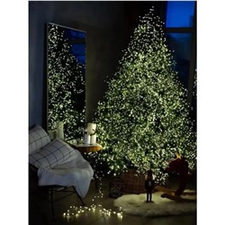 Гирлянда нить МИШУРА, хвойная лапа, (провод ЗЕЛЕНЫЙ) с ПУЛЬТОМ, свечение цветное