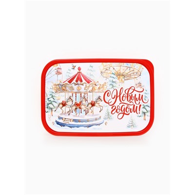 Ланч - бокс прямоугольный новогодний «Карусель», 1200 мл