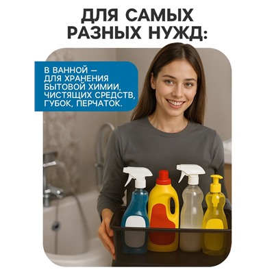 Ящик пластиковый для хранения, с крышкой, объём — 10 л, прозрачно-чёрный