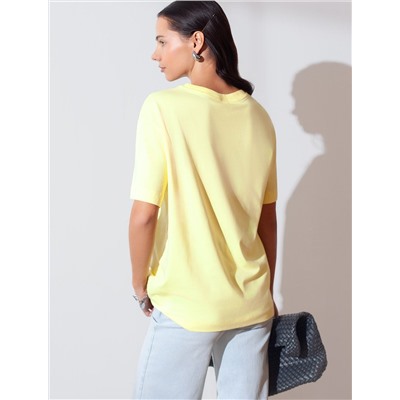 Свободная футболка с принтом из премиального хлопка с эластаном