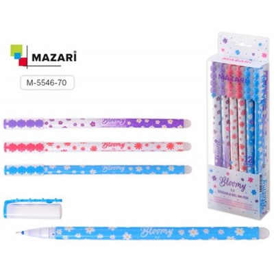 Ручка гелевая "Пиши-стирай" "BLOOMY" синяя 0.5мм M-5546-70 Mazari