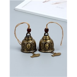 Набор колокольчиков «Будда и карп», 2 шт., металл, h=4.8 см d=6 см