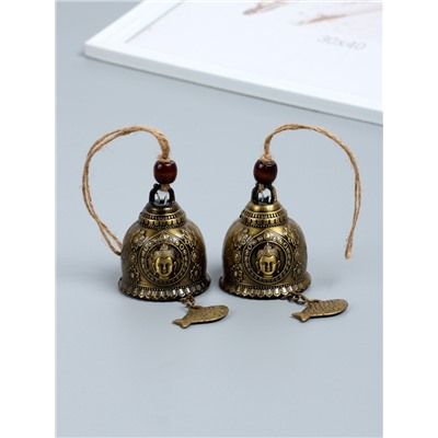 Набор колокольчиков «Будда и карп», 2 шт., металл, h=4.8 см d=6 см
