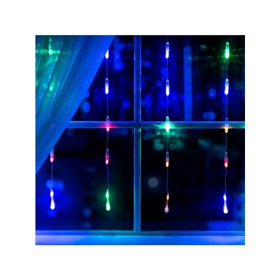 Гирлянда «Занавес» 2.5×0.65 м с насадками «Капли», IP20, прозрачная нить, 50 LED, свечение мульти, 8 режимов, 220 В