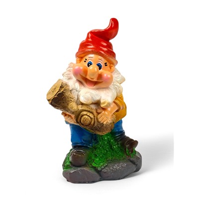 Садовая фигура из гипса «Гном с бревном», 37×19×23 см