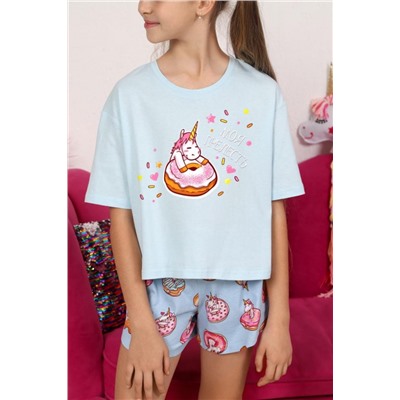 Пижама для девочки Единопончик-3 (Голубой)