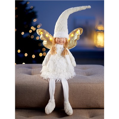 Фигура текстиль «Кукла в белом» 70 см, 6 LED, от батареек AG10×3, свечение тёплое белое