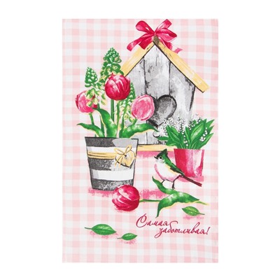 Набор кухонных полотенец Доляна «Самой заботливой», 35×60 см-2 шт., 100% хл