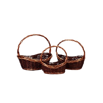 УЦЕНКА Набор корзин 3 шт., 41×31×12, 35×28×11, 31×23×9 см, лоза белый