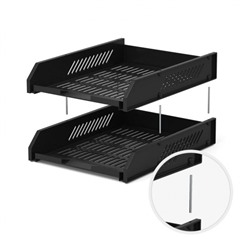 Набор из 2-х горизонтальных лотков для бумаг на металл.стержнях черный 4611 ErichKrause