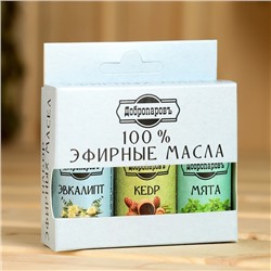 Набор эфирных масел эвкалипт, мята, кедр, "Добропаровъ", 3 шт по 17 мл