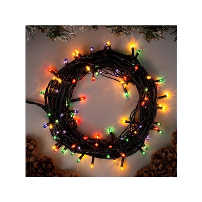 Гирлянда «Нить» 7 м, IP20, тёмная нить, 100 ламп, 8 режимов, 220 В, свечение мульти