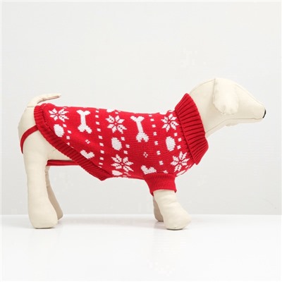 Свитер «Косточки-снежинки», размер 8 (ДС 20-23, ОГ 25-32, ОШ 16-19 см), красный