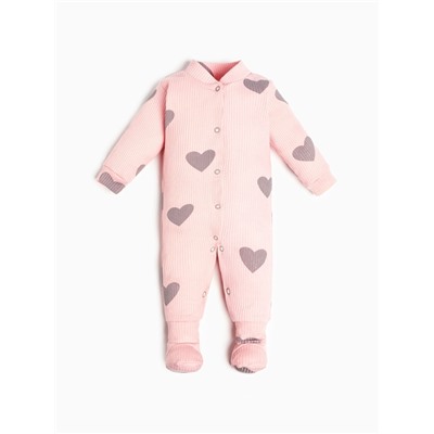 Комбинезон Крошка Я «Сердца», рост 62-68 см, цвет розовый