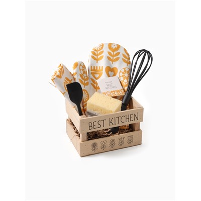 Кухонный набор «Этель» Best kitchen: полотенце, варежка-прихватка, лопатка, венчик, губка